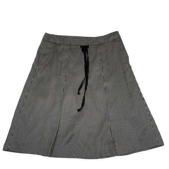 Hugo Boss Skirt Size 4 Mini Gray Black Stripped Pleated Y2K silk cotton blend - Picture 4 of 15